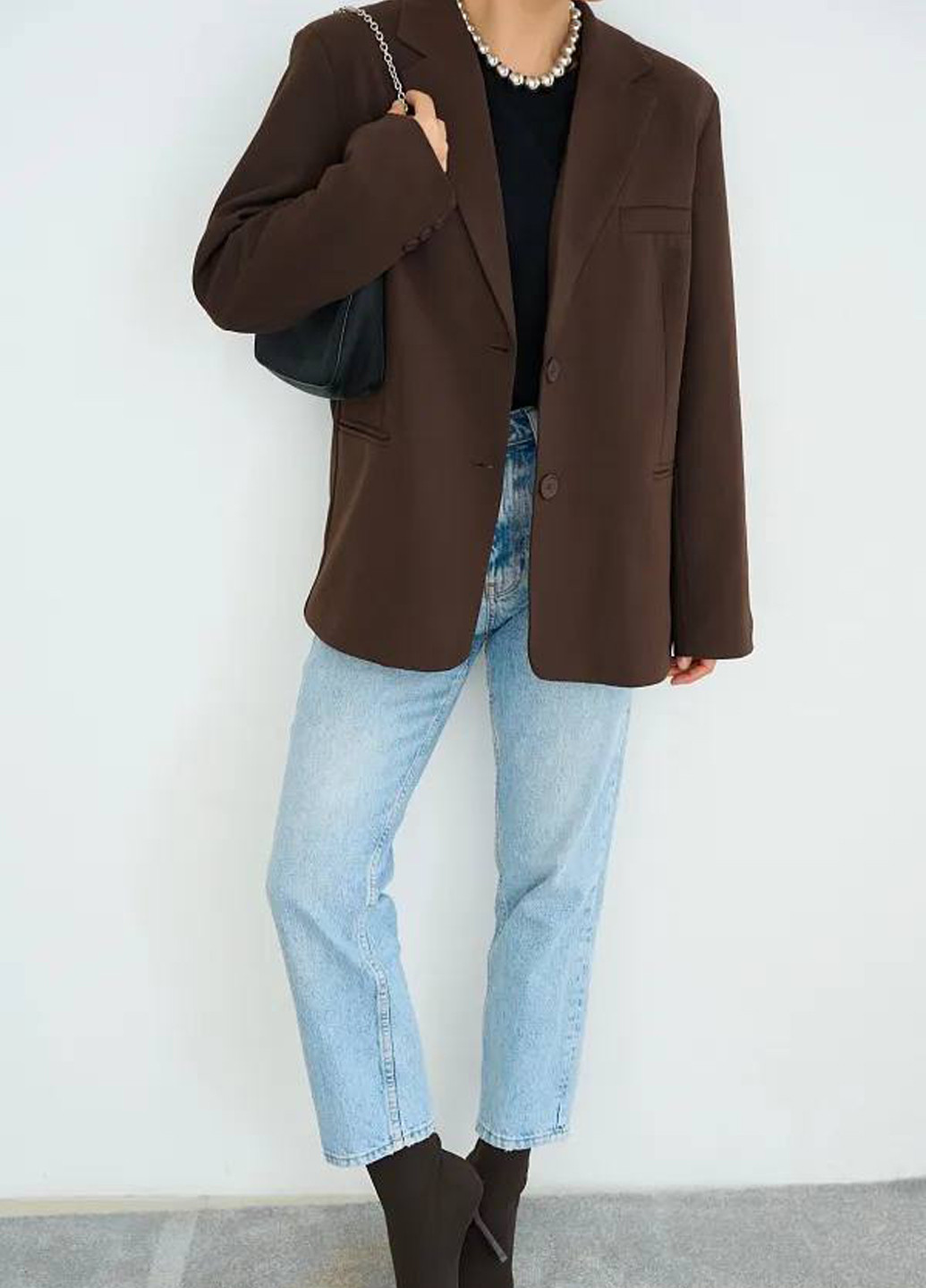 Темно-коричневый женский жакет QU style однотонный - всесезон