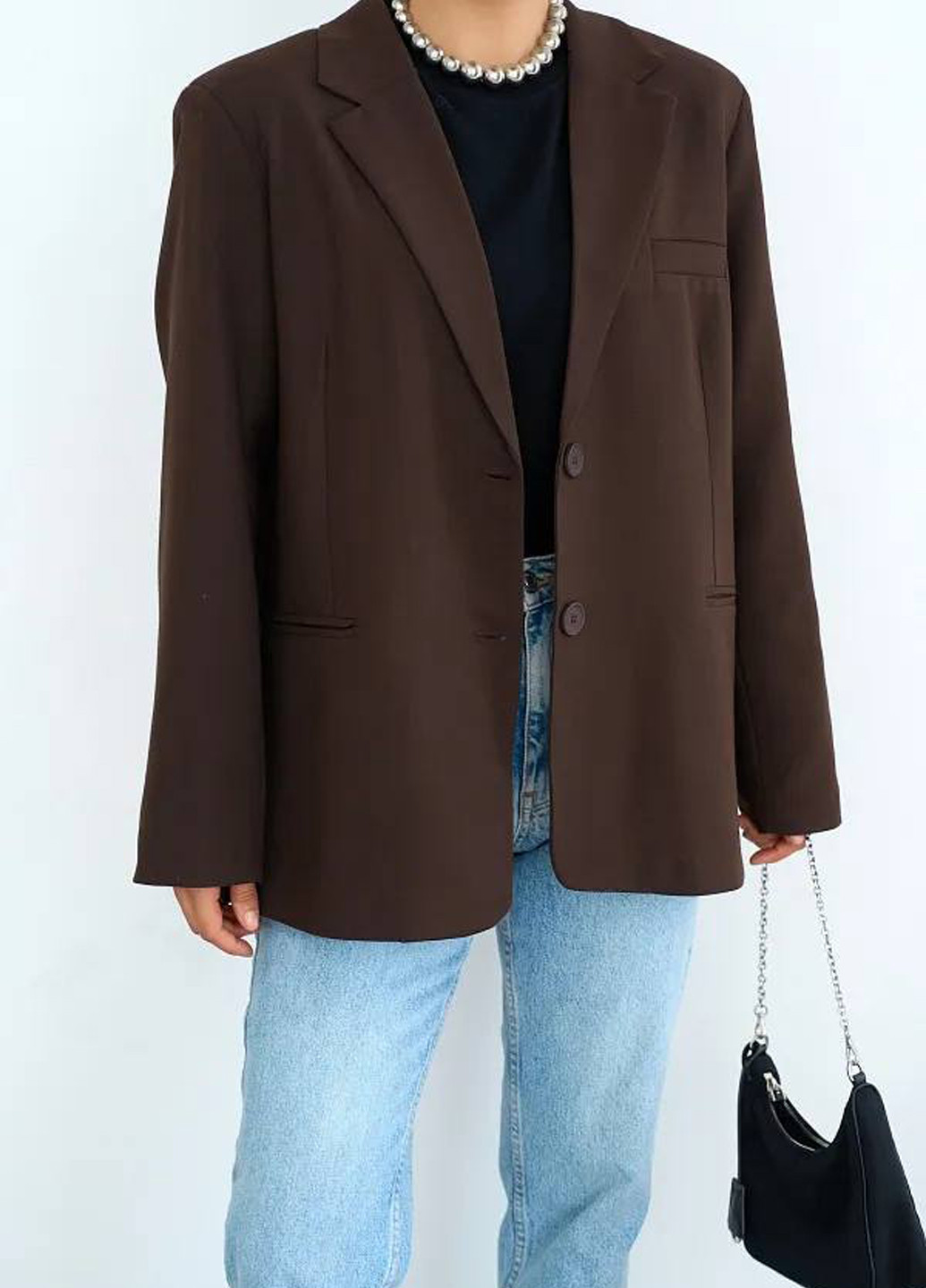 Темно-коричневый женский жакет QU style однотонный - всесезон