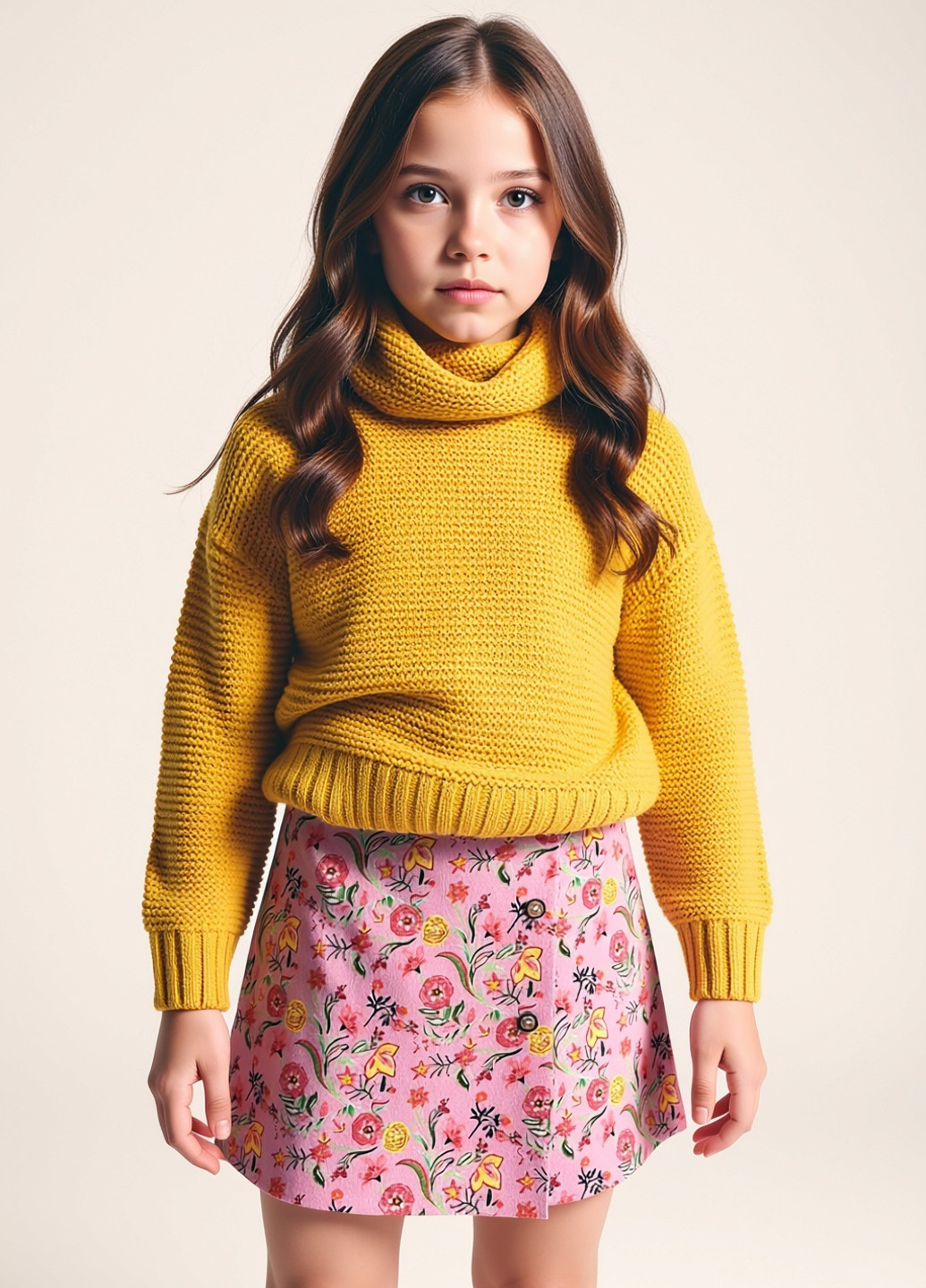 Розовая кэжуал цветочной расцветки юбка Reserved а-силуэта (трапеция), на запах