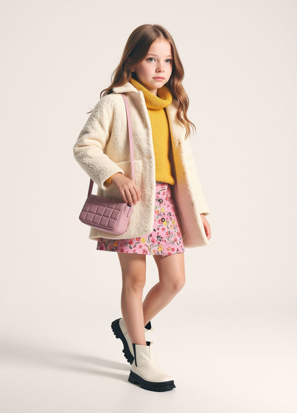 Розовая кэжуал цветочной расцветки юбка Reserved а-силуэта (трапеция), на запах