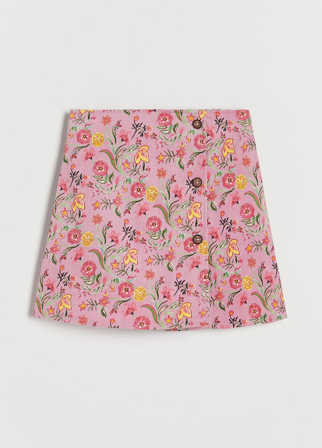 Розовая кэжуал цветочной расцветки юбка Reserved а-силуэта (трапеция), на запах