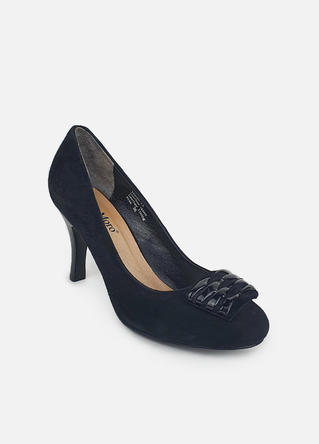 Жіночі туфлі із замші чорні на середньому каблуці Maria Moro лодочки (252654826)