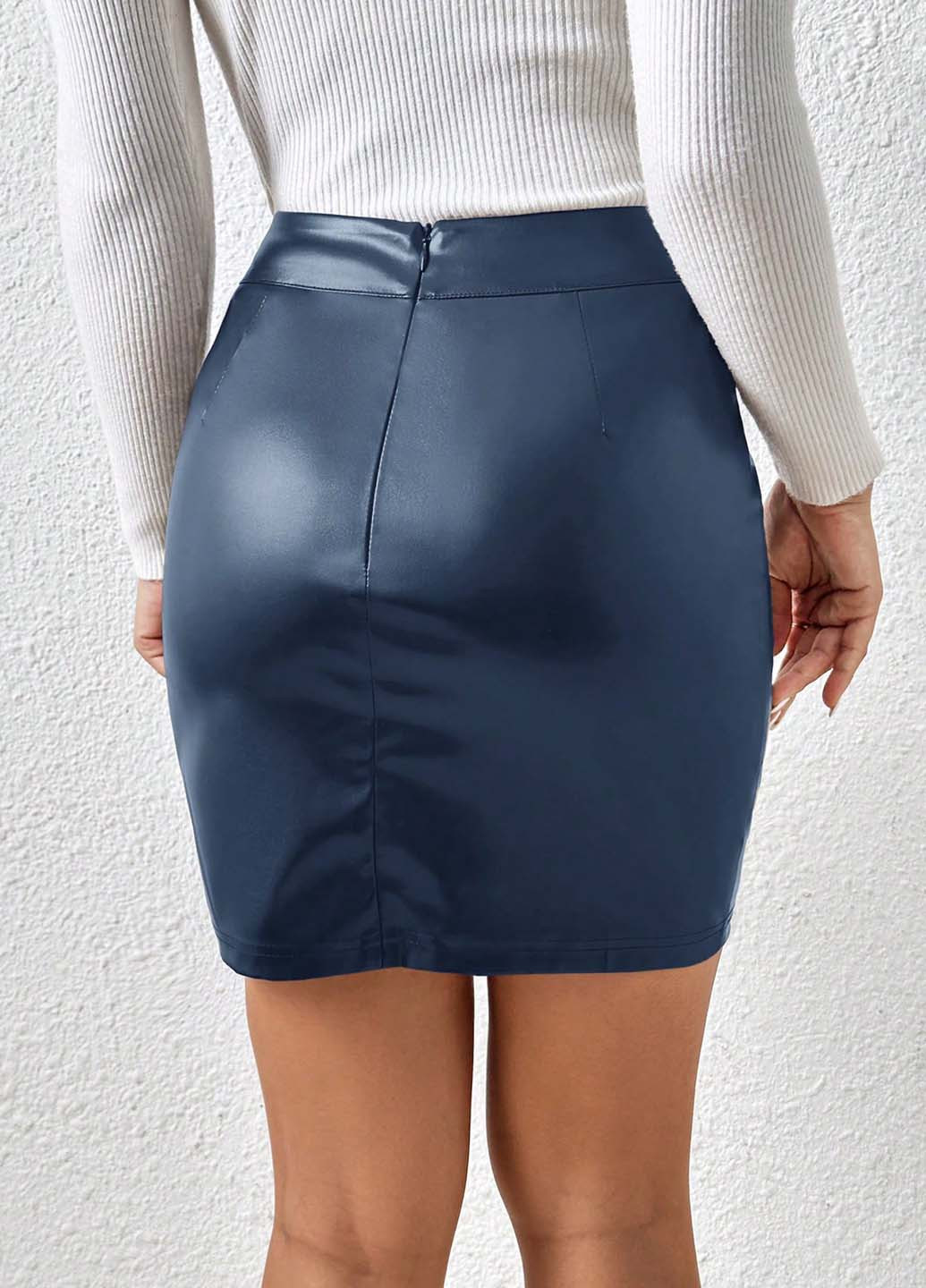 Темно-синяя кэжуал однотонная юбка SHEIN карандаш