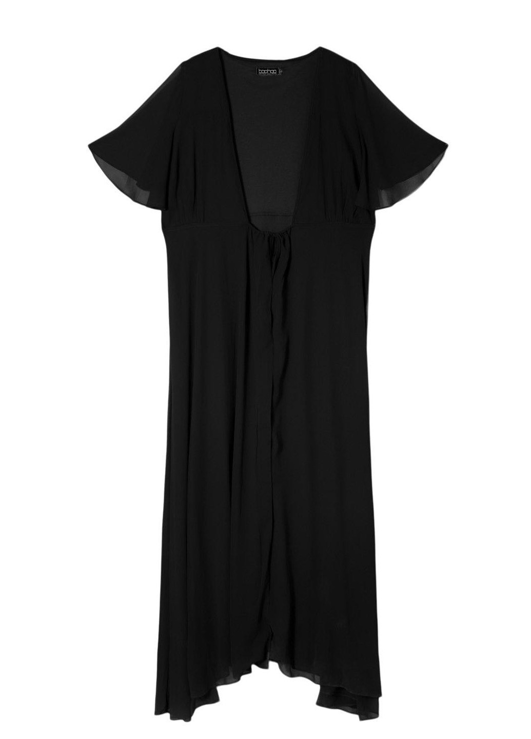 Черное вечернее платье на запах Boohoo однотонное