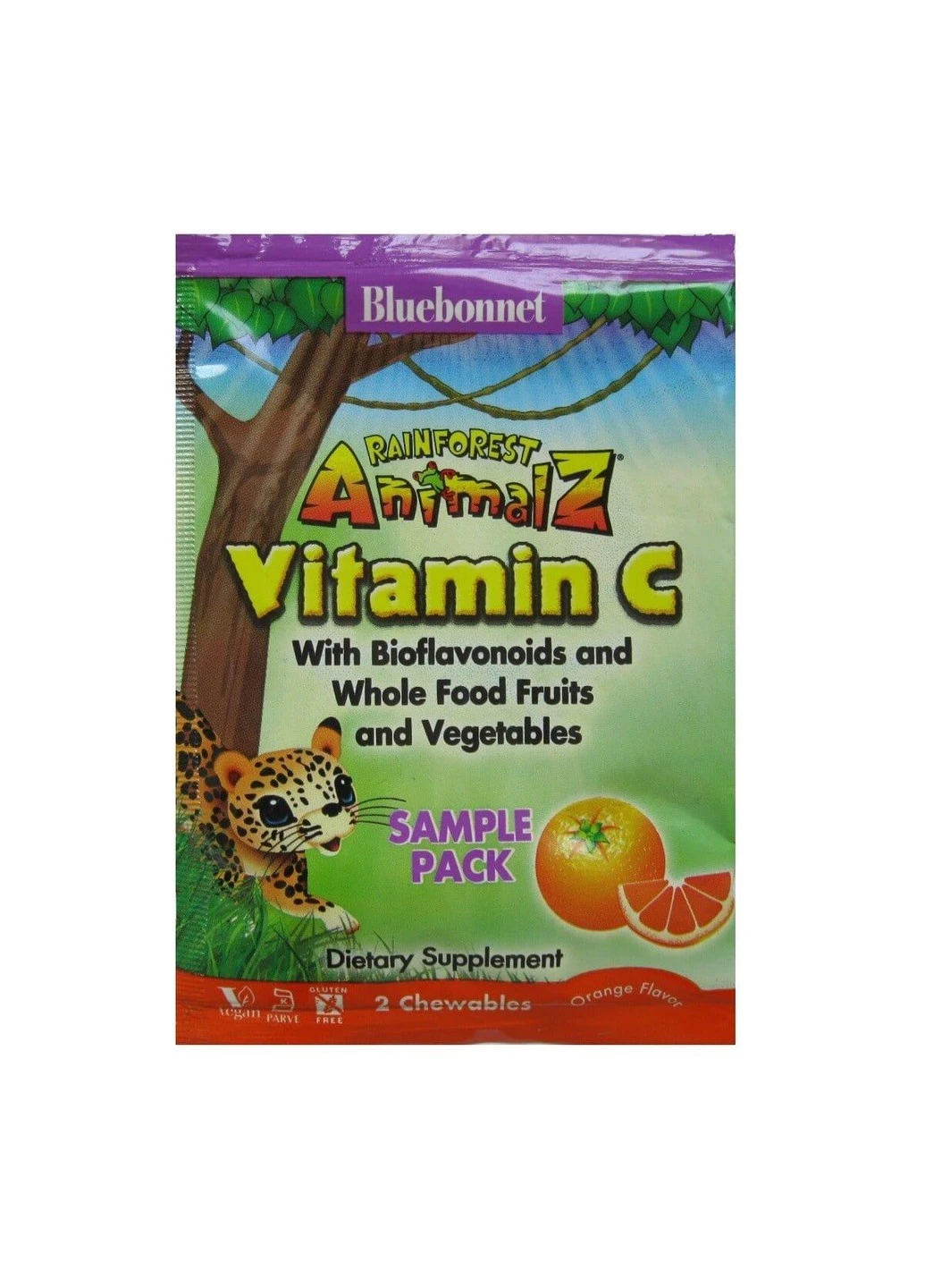 Вітамін С для Дітей, Смак Апельсину, Rainforest Animalz,, 2 жувальні цукерки Bluebonnet Nutrition (255407542)