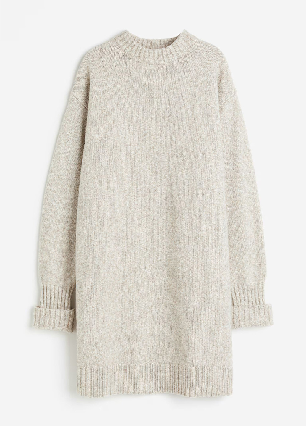 Светло-бежевое кэжуал платье платье-свитер H&M меланжевое