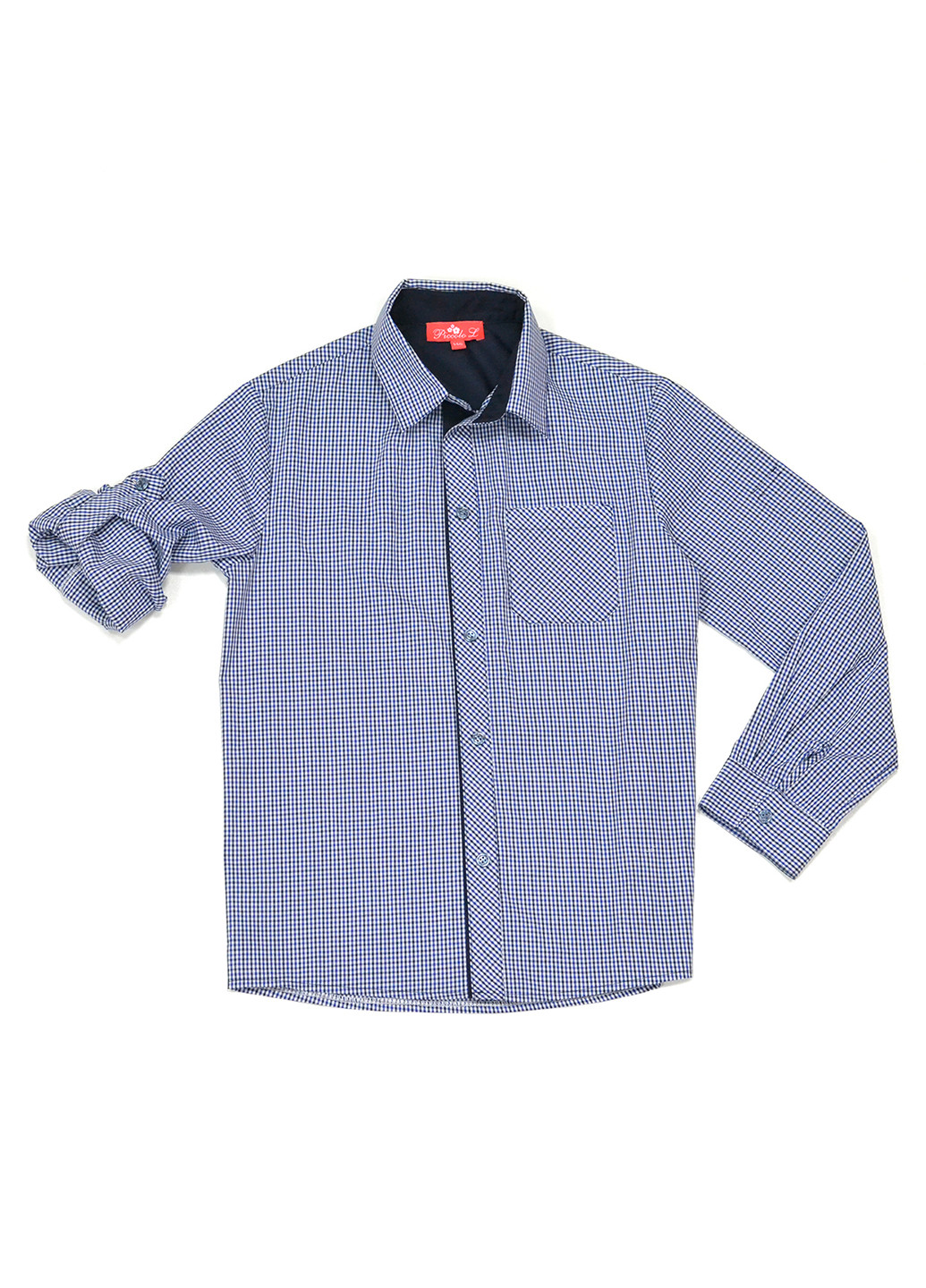 Синяя кэжуал рубашка в клетку Piccolo L с длинным рукавом
