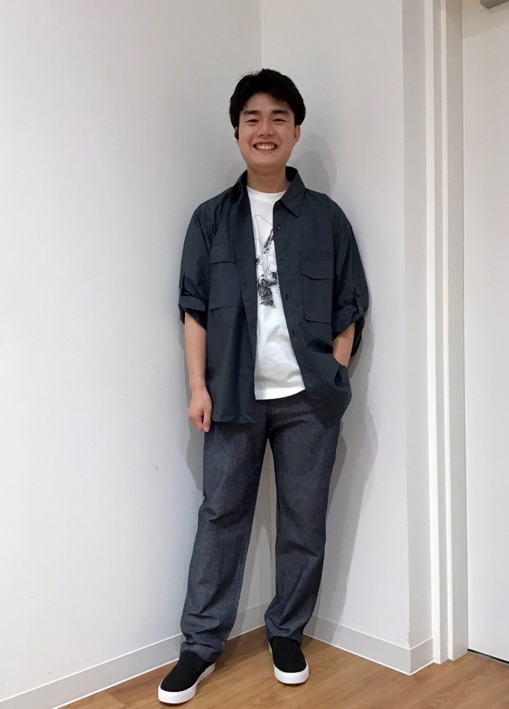 Темно-синие кэжуал демисезонные прямые брюки Uniqlo