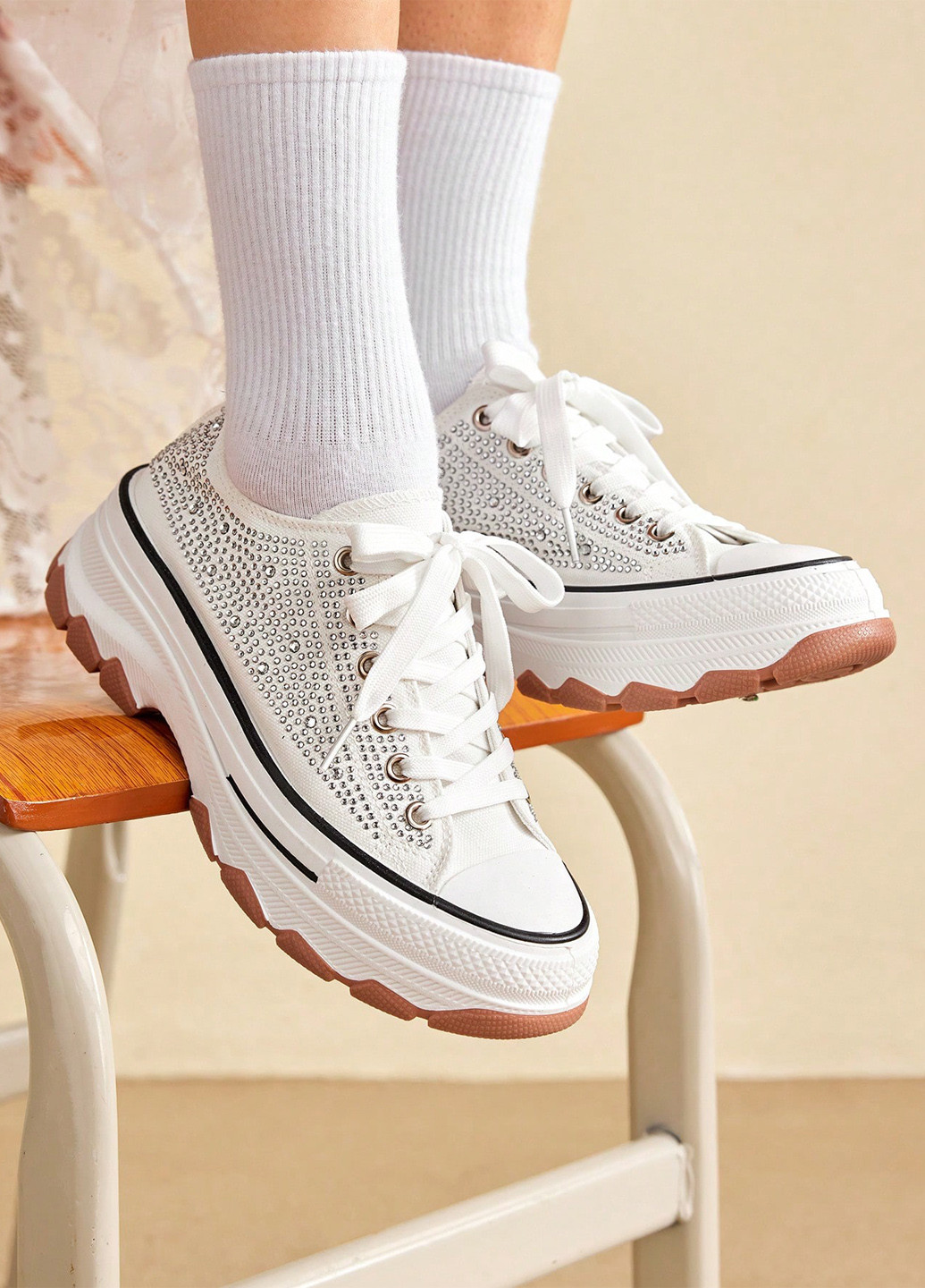 Кроссовки SHEIN белые демисезоны (337833374)