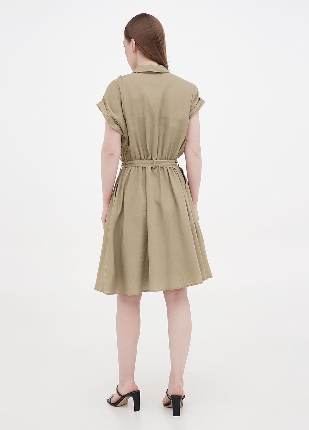 Оливковое (хаки) кэжуал платье клеш Orsay однотонное