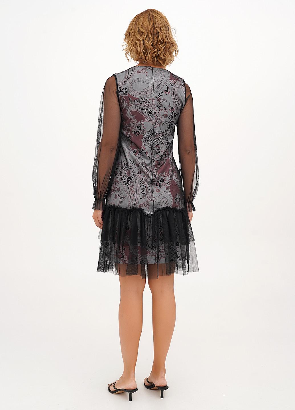 Бордова кежуал сукня кльош Imperial з квітковим принтом