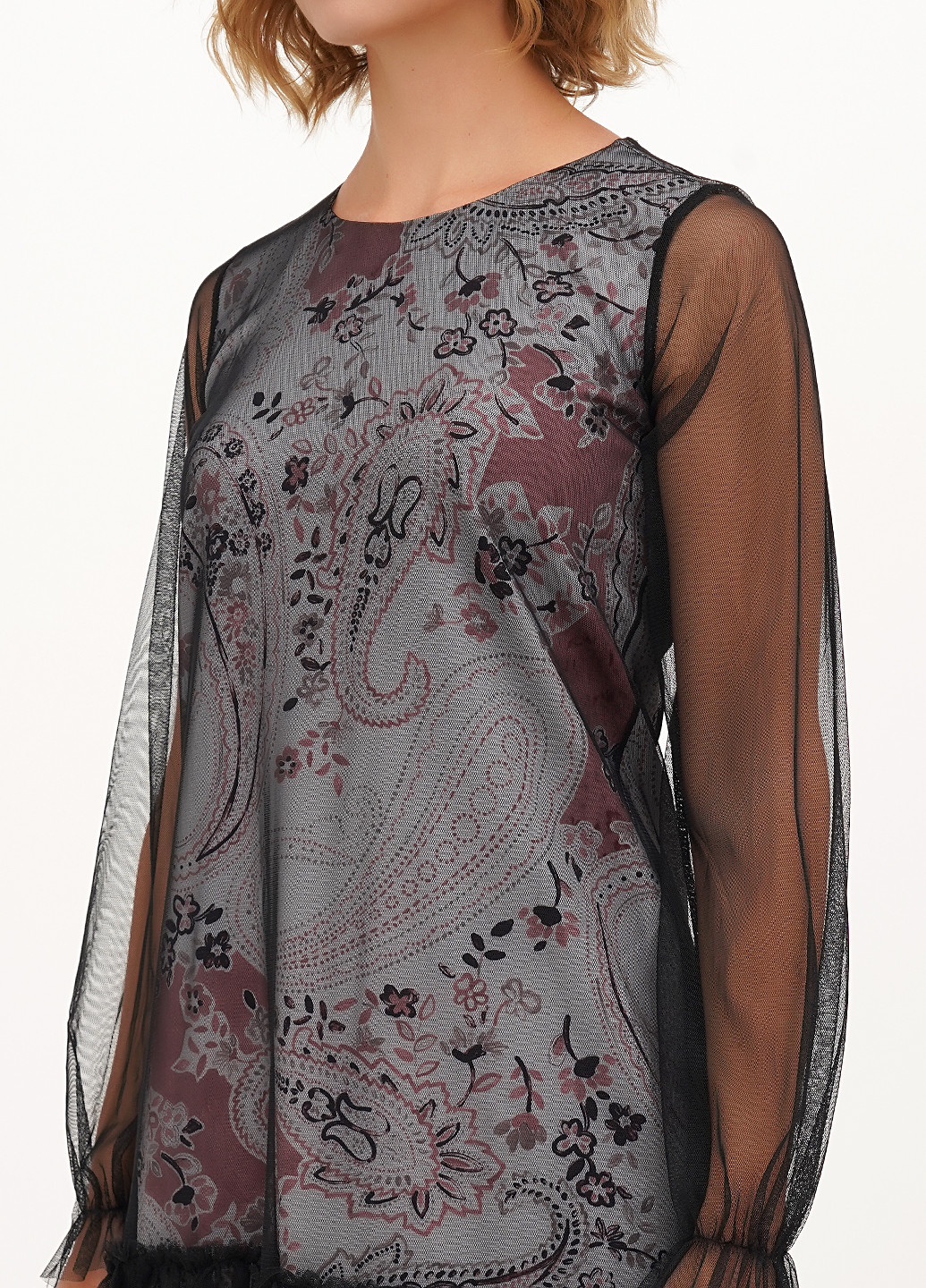 Бордова кежуал сукня кльош Imperial з квітковим принтом