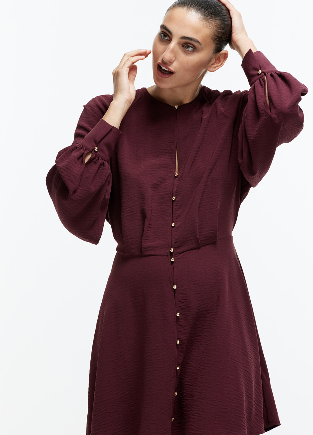 Вишнева кежуал сукня кльош H&M однотонна