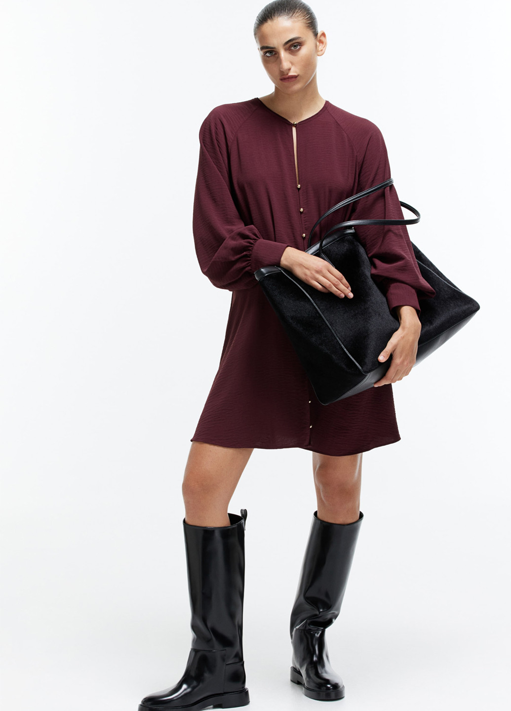 Вишнева кежуал сукня кльош H&M однотонна