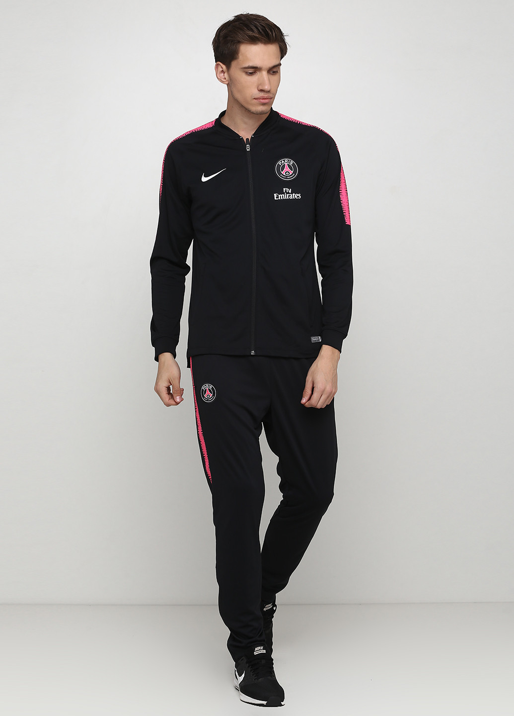 Чорний демісезонний костюм (кофта, штани) брючний Nike PSG M NK DRY SQD TRK SUIT K