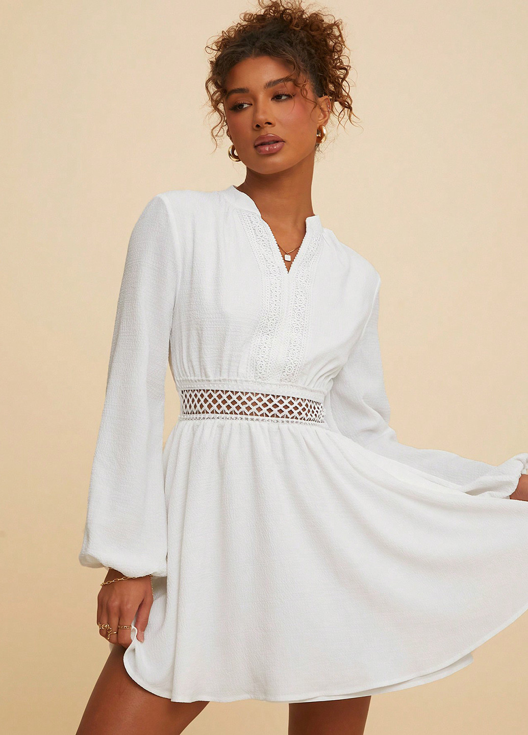 Білий святковий, кежуал сукня кльош SHEIN однотонна