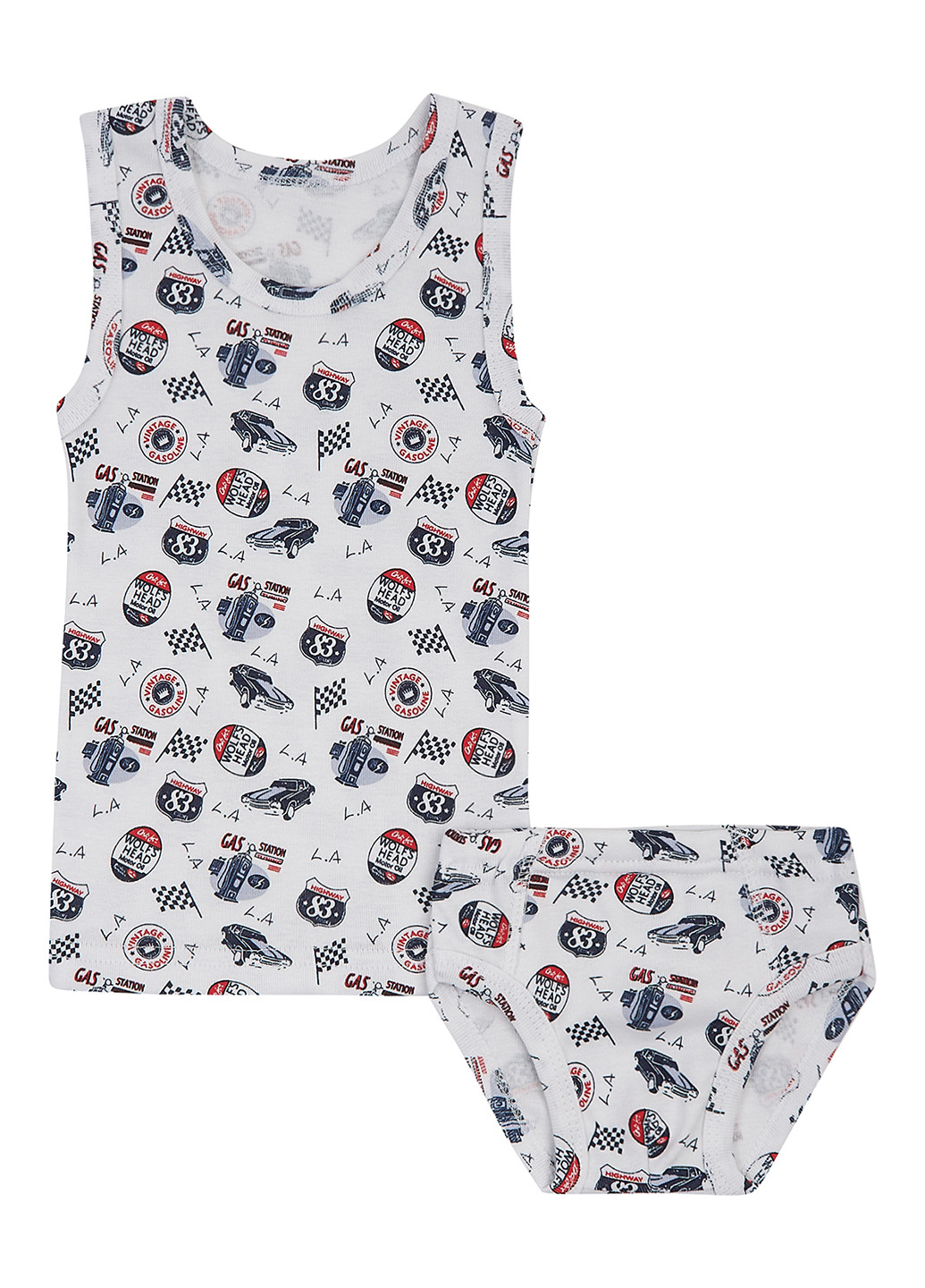 Білий демісезонний комплект (майка, труси) Фламинго