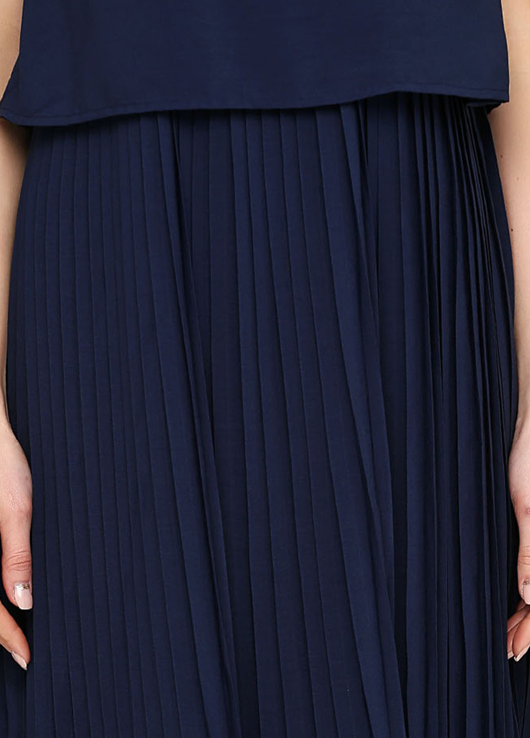 Темно-синее кэжуал платье плиссированное Minus однотонное
