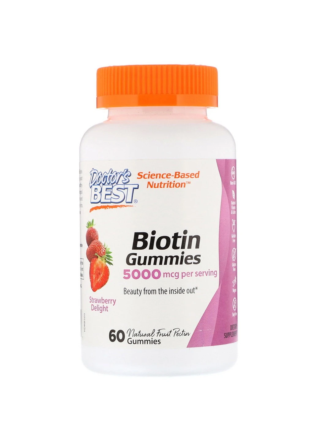 Біотин зі Смаком Полуниці, Biotin Gummies,, 5000 мкг, 60 желейних цукерок Doctor's Best (255408054)