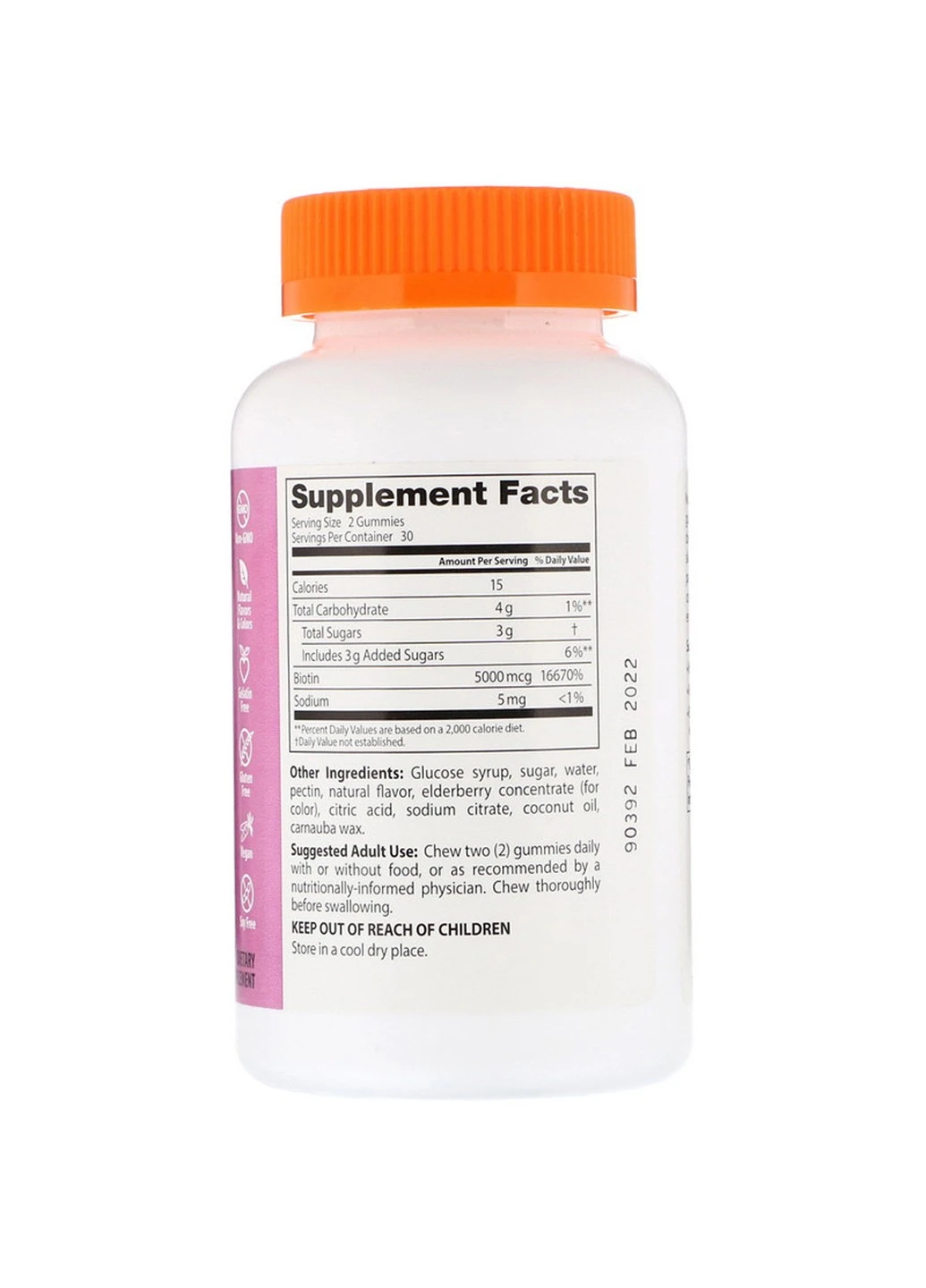Біотин зі Смаком Полуниці, Biotin Gummies,, 5000 мкг, 60 желейних цукерок Doctor's Best (255408054)