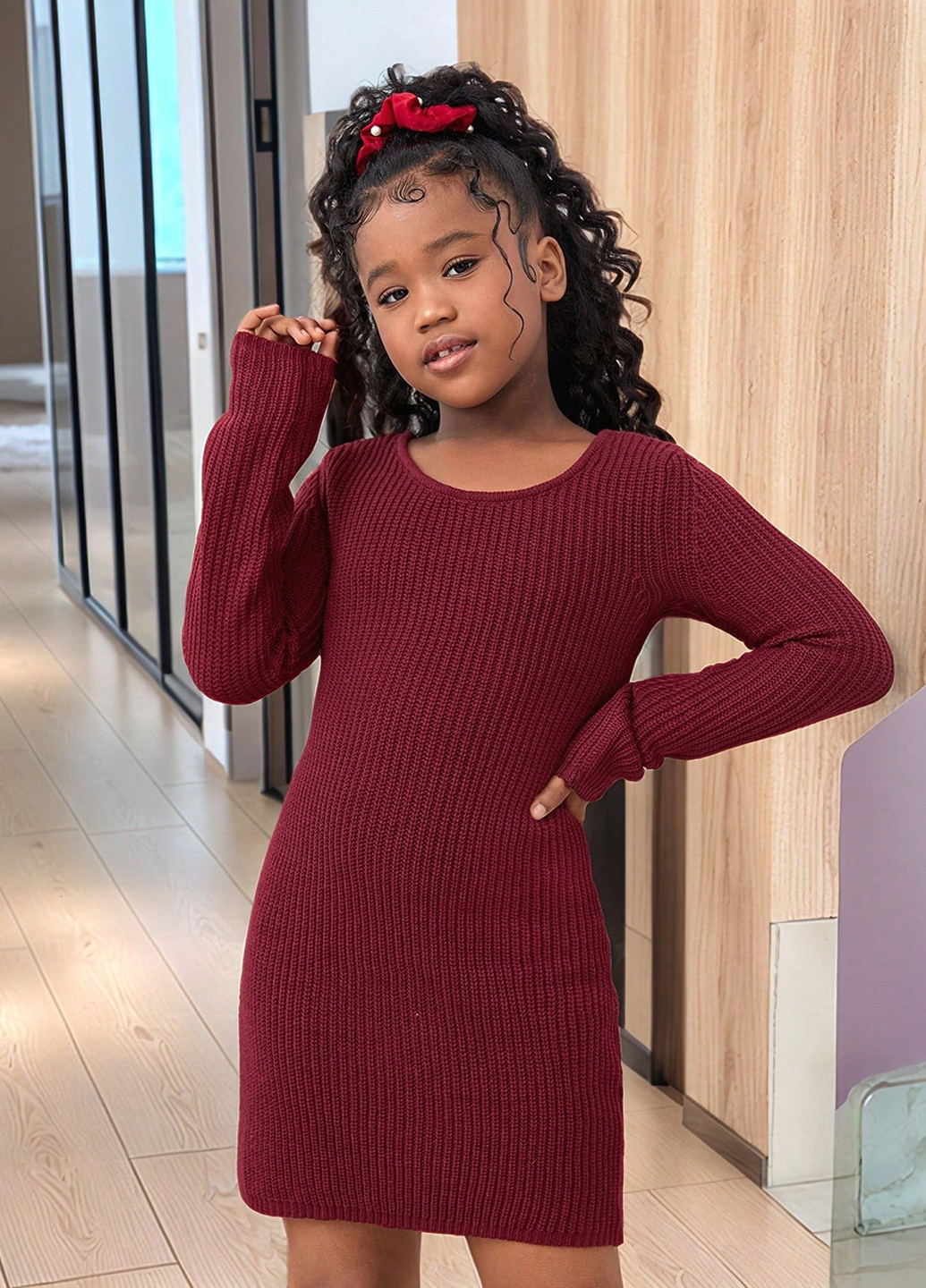 Бордовое платье SHEIN (331624084)