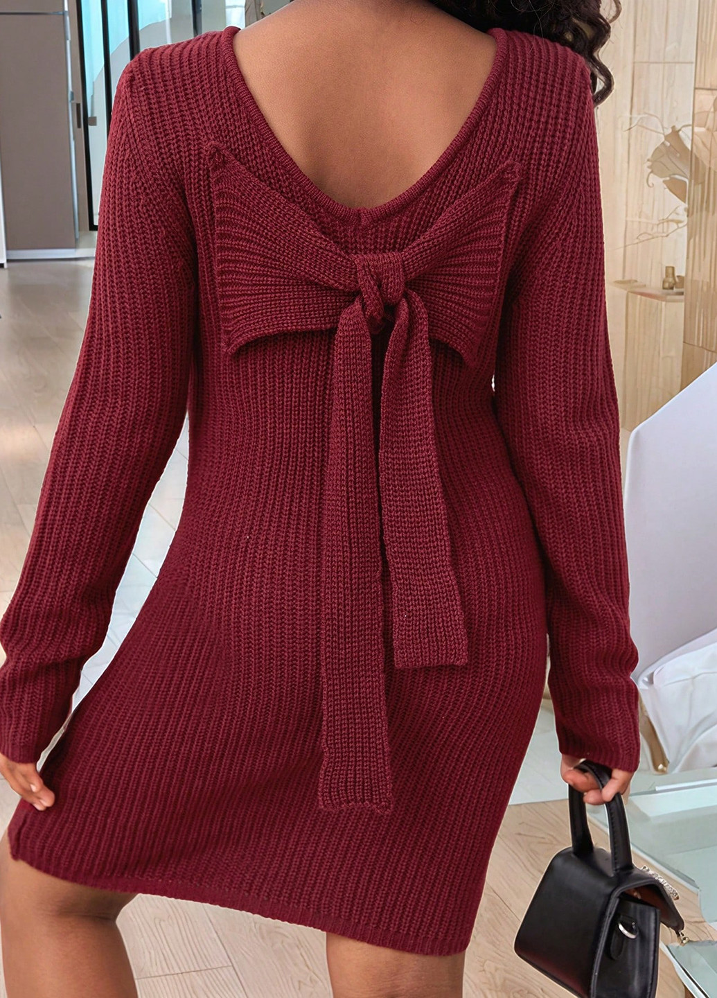 Бордовое платье SHEIN (331624084)