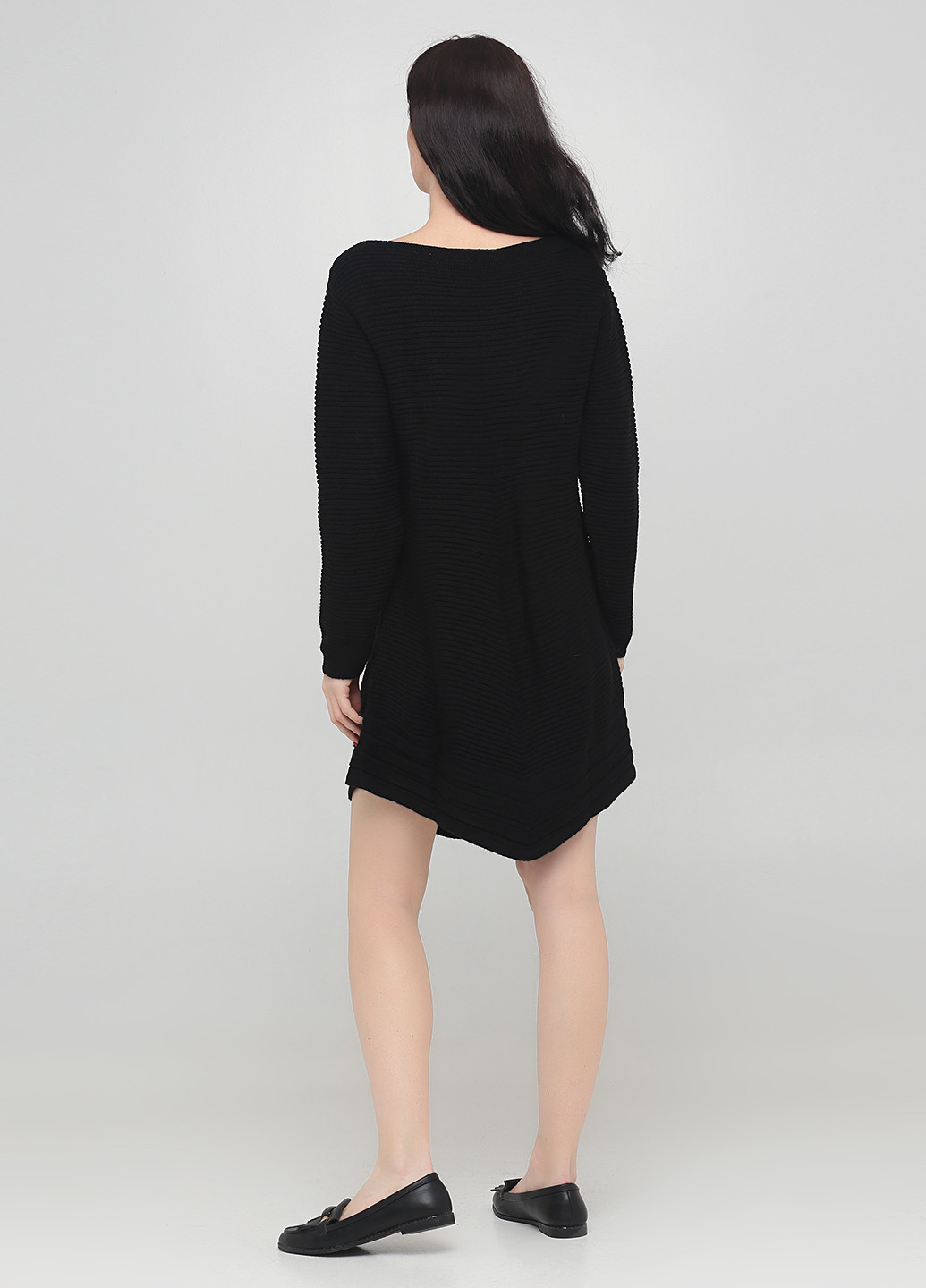 Черное кэжуал платье платье-свитер Suijo однотонное