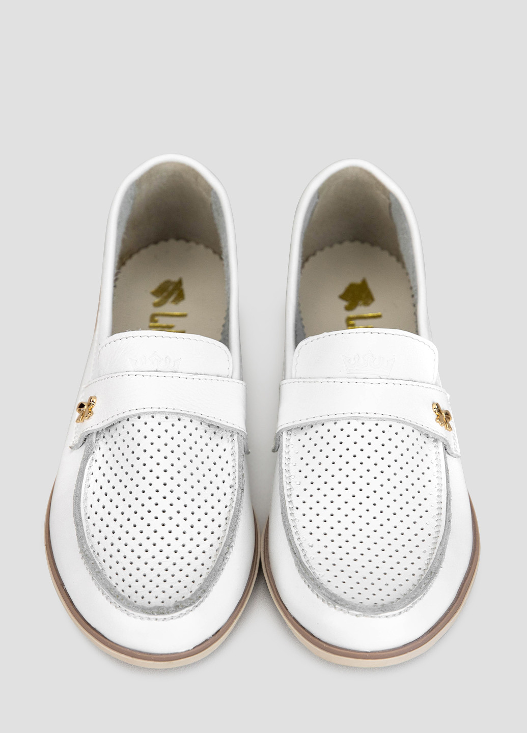 Белые мокасины Libero с бантом, с перфорацией