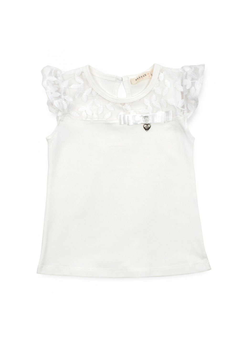 Белая летняя футболка детская с кружевом (12904-110g-cream) Breeze
