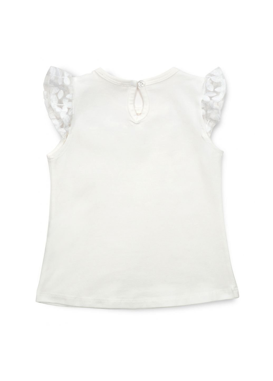 Белая летняя футболка детская с кружевом (12904-110g-cream) Breeze