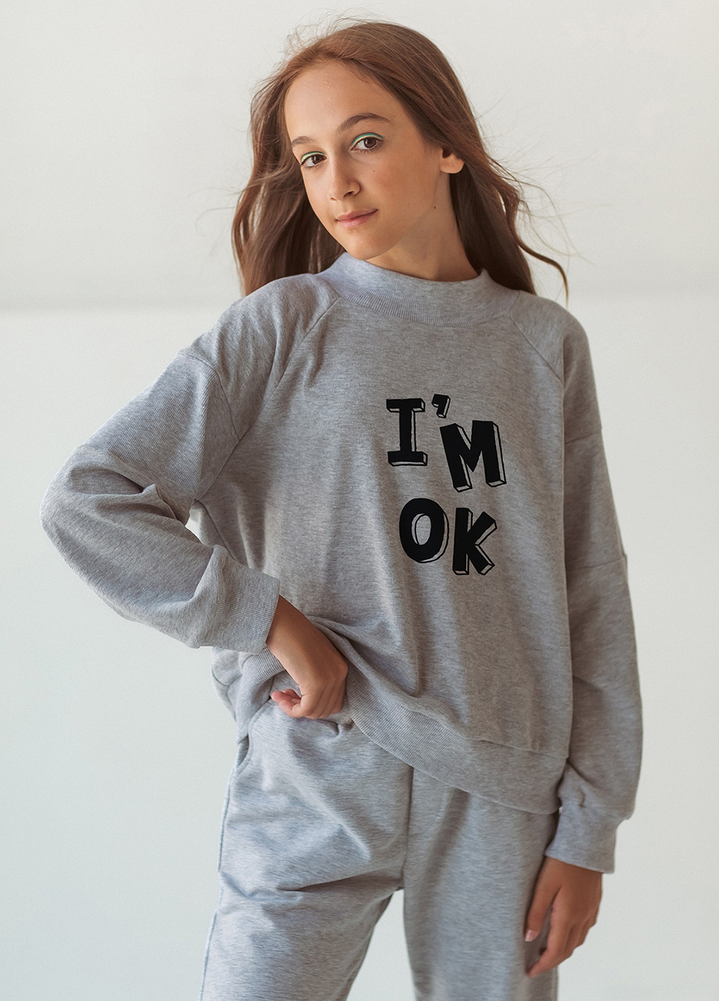 Світло-сірий світшот Garnamama напис без декору (266155325)