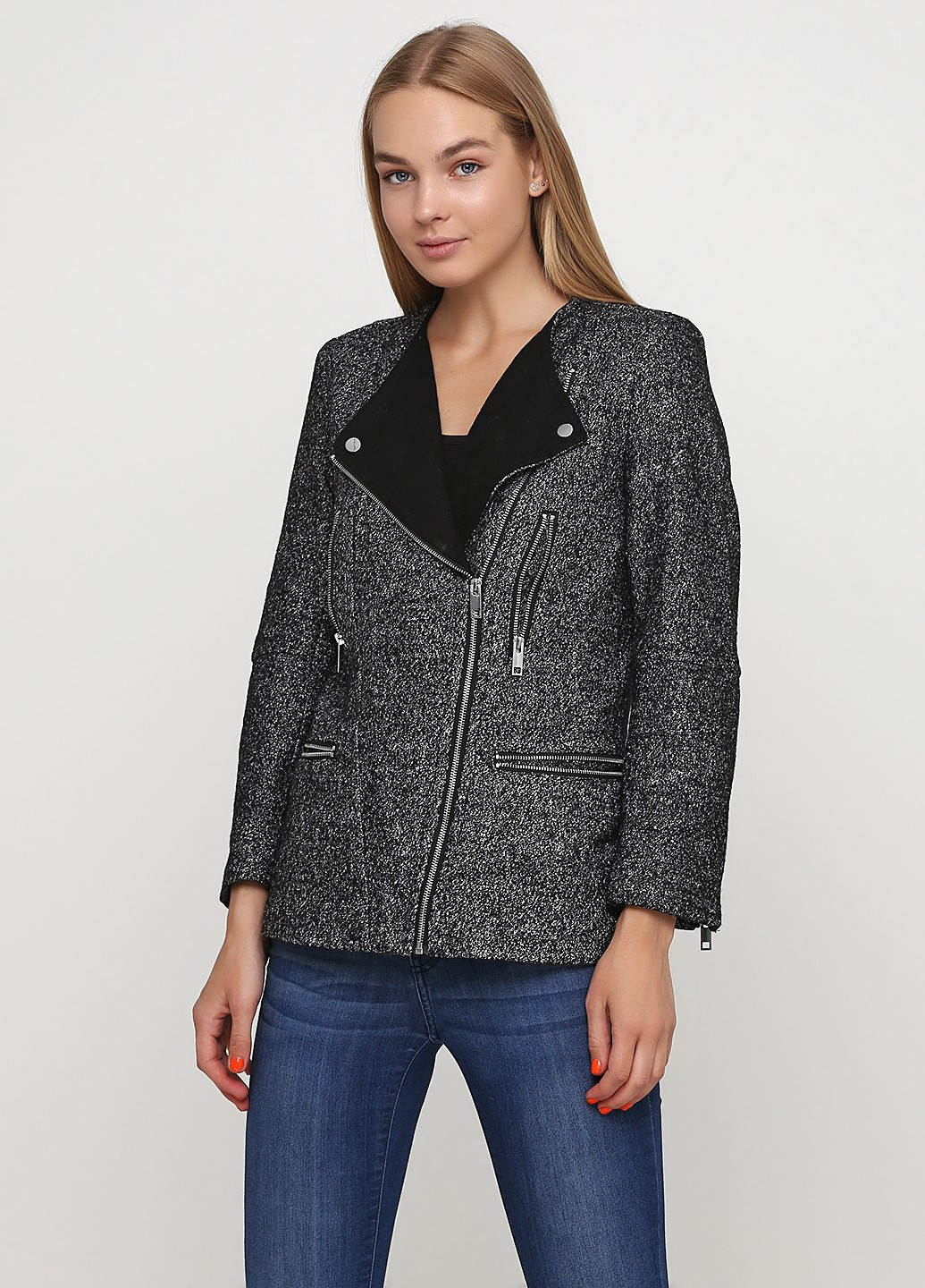 Черно-белое демисезонное Пальто пиджак H&M
