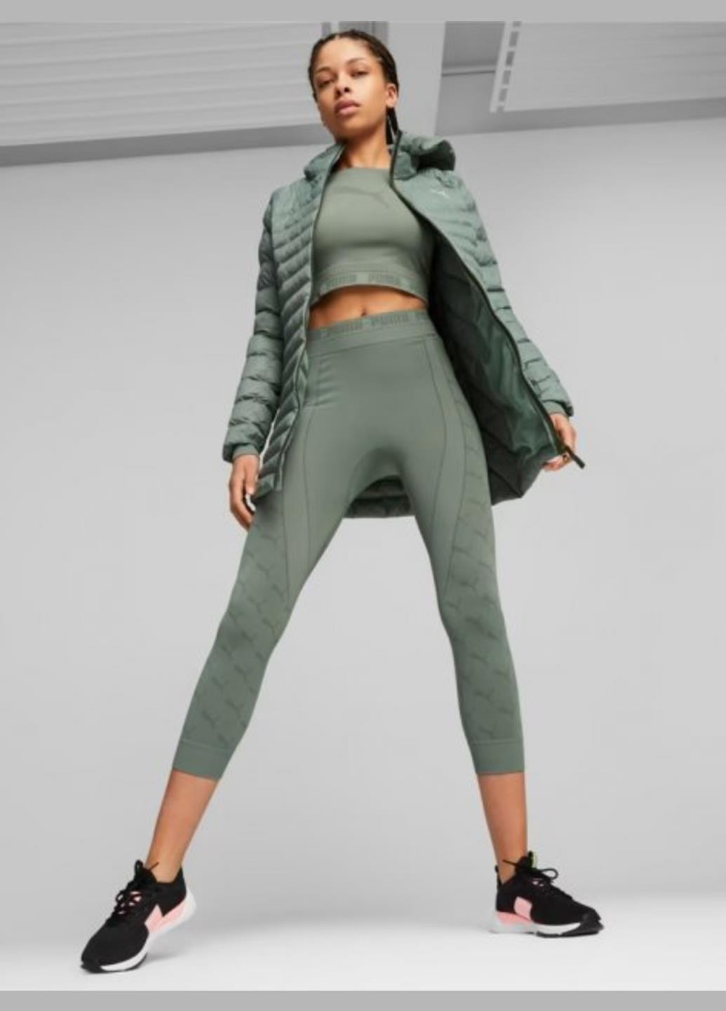 Серо-зеленая демисезонная куртка 84940644 Puma Packlite Primaloft Long Hooded Jacket