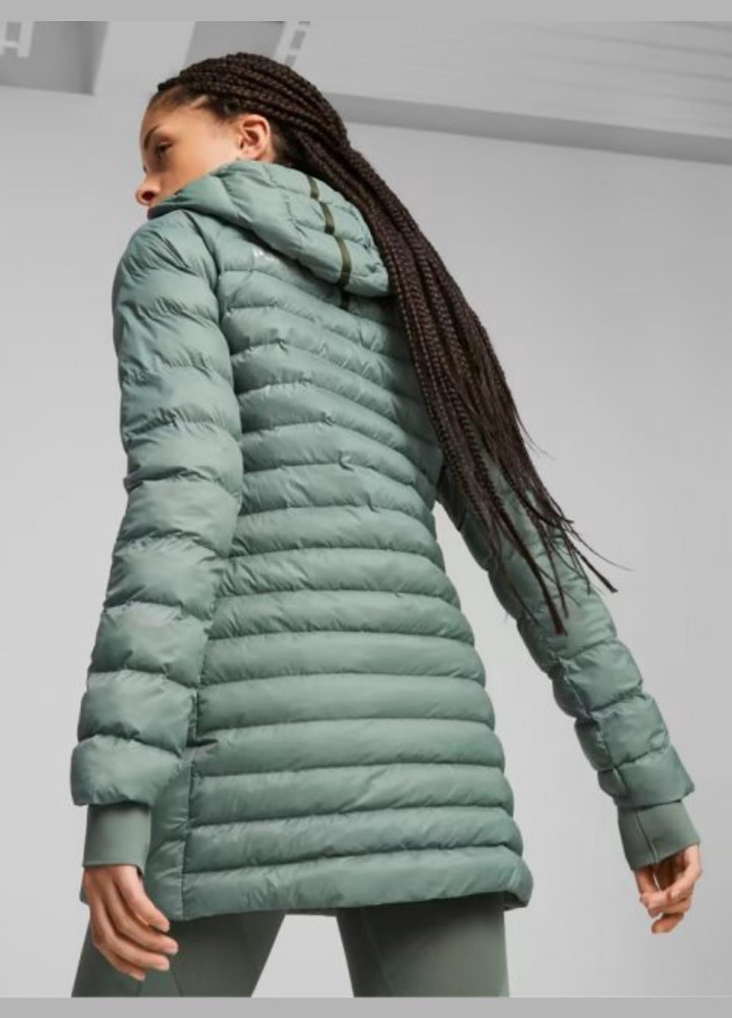 Серо-зеленая демисезонная куртка 84940644 Puma Packlite Primaloft Long Hooded Jacket