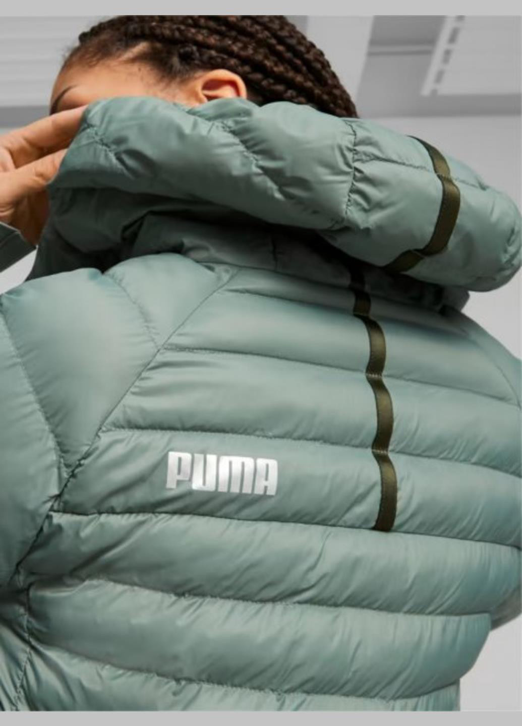 Серо-зеленая демисезонная куртка 84940644 Puma Packlite Primaloft Long Hooded Jacket