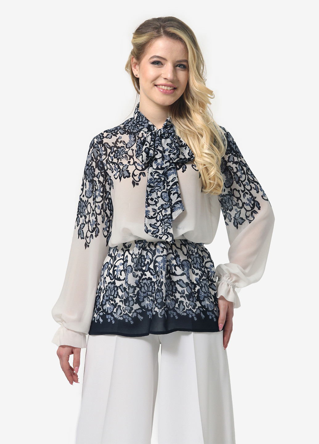 Молочный демисезонный комплект (блуза, брюки) Lila Kass