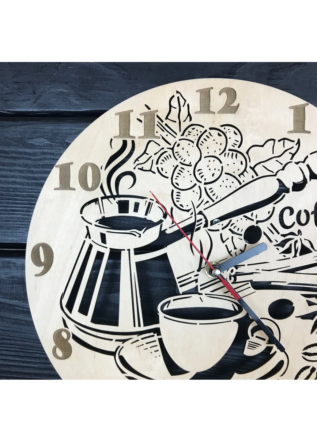 Оригинальные деревянные часы на стену «Время кофе» 7Arts (253565944)