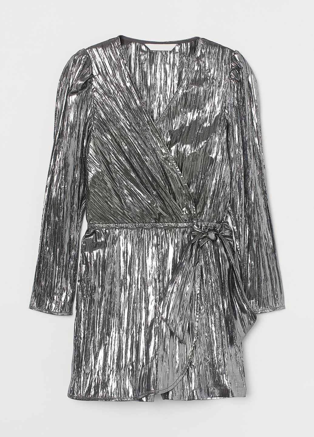Ромпер H&M комбинезон-шорты однотонный серебряный вечерний полиамид