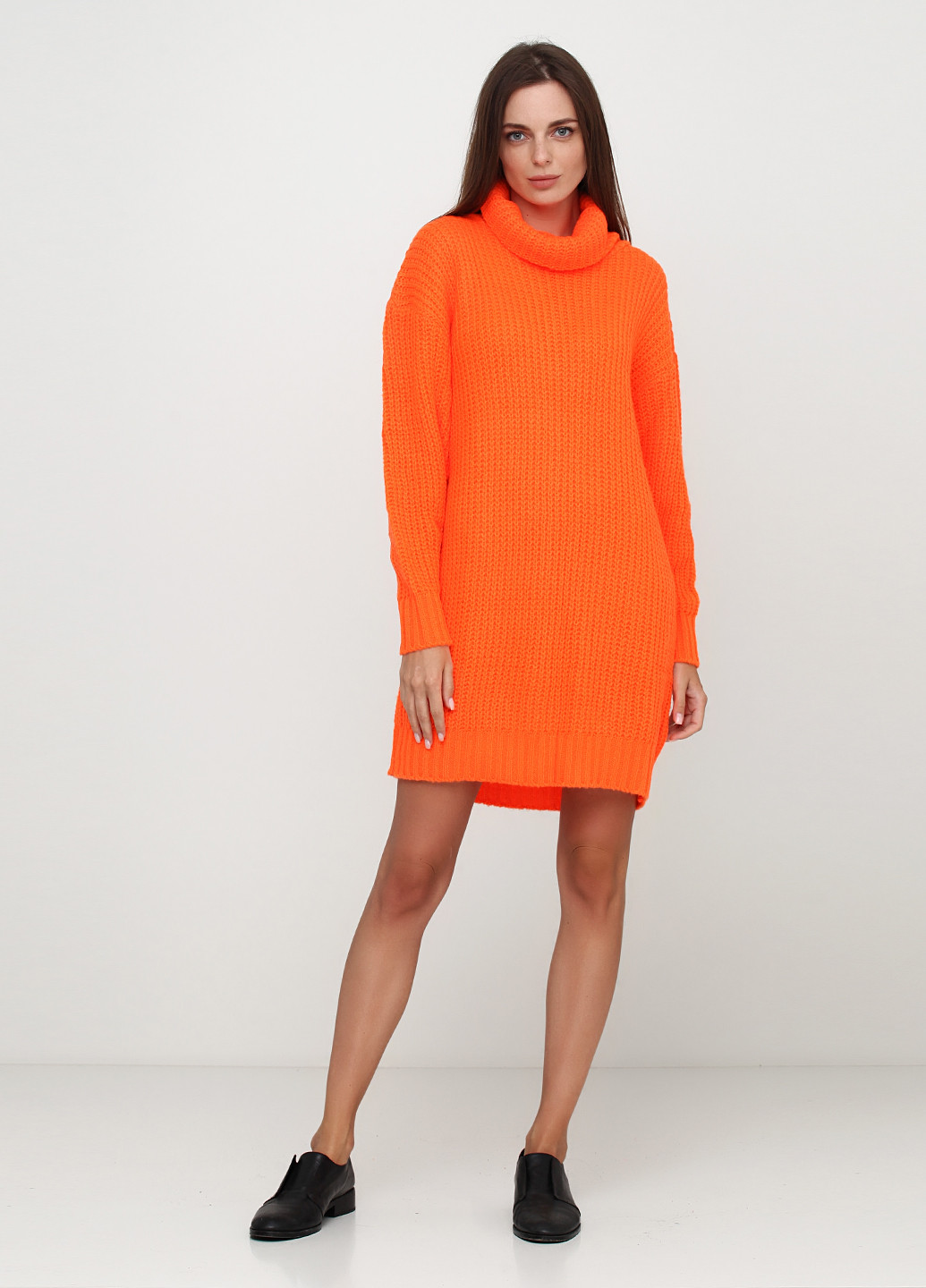 Кислотно-оранжевое кэжуал платье платье-водолазка Boohoo однотонное