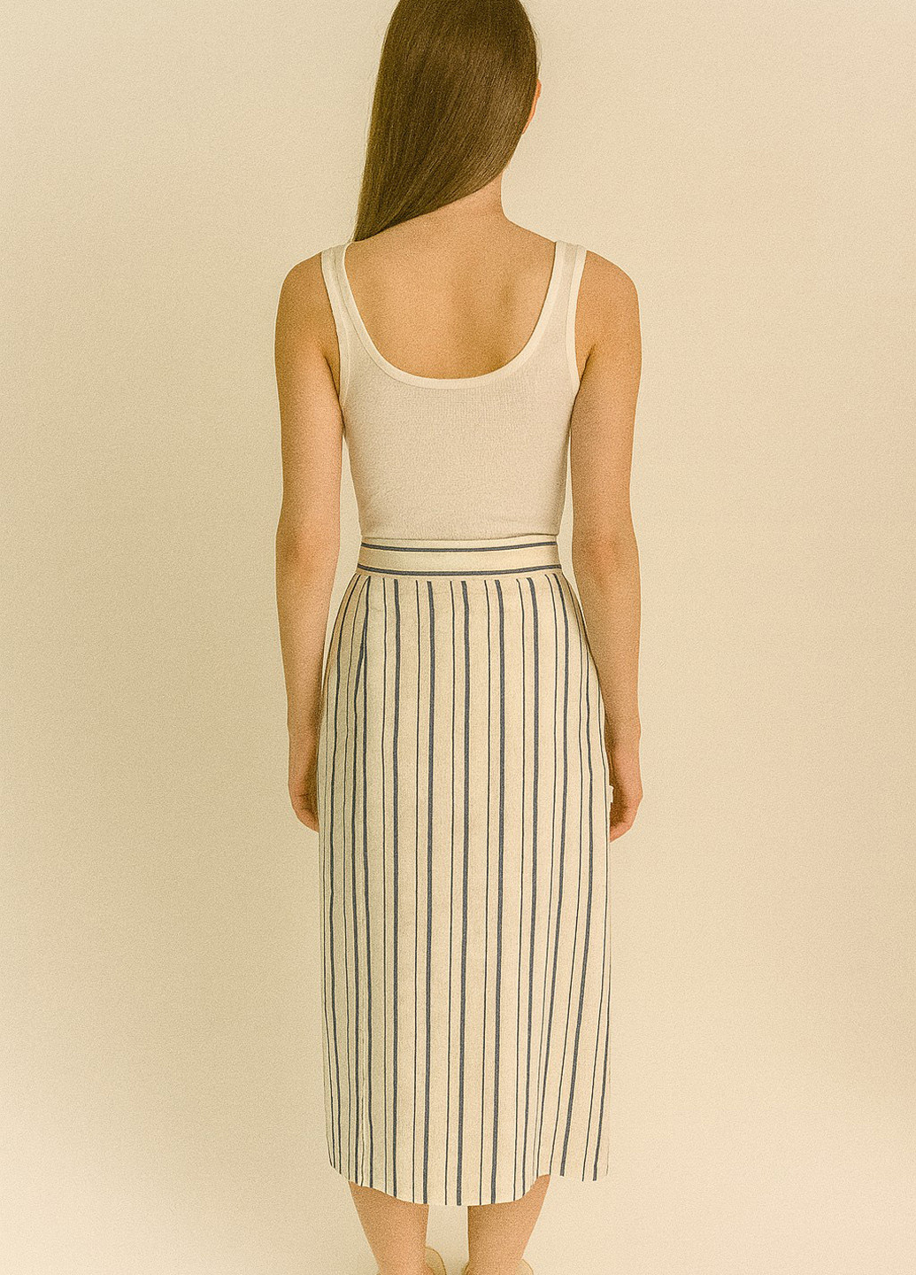 Синяя кэжуал в полоску юбка Sassofono на запах