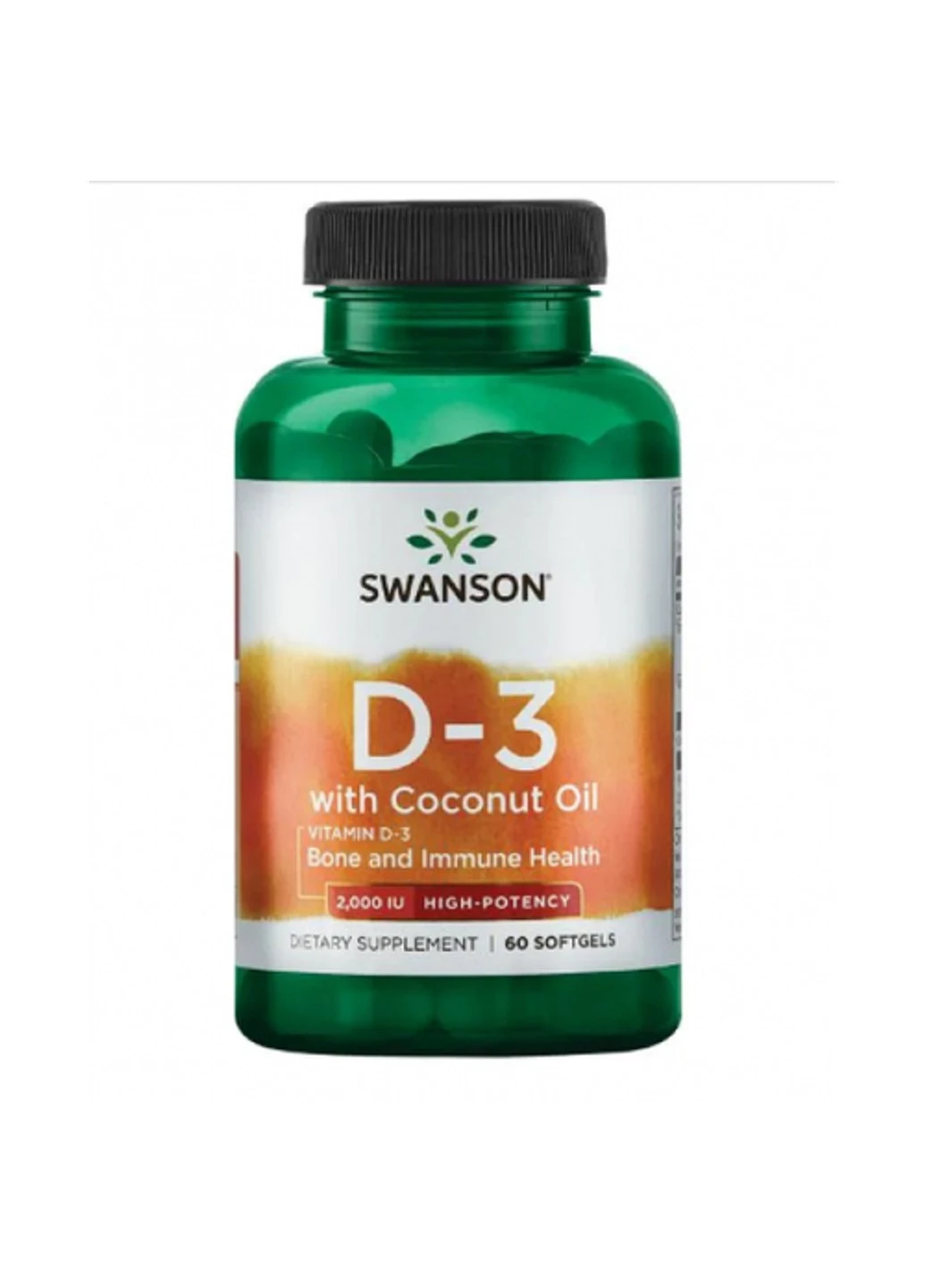 Вітамін Д3 Vitamin D-3 Coconut oil 2000 IU 60 капсул Swanson (255408310)