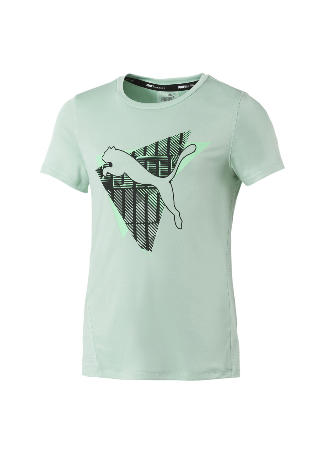 Зеленая демисезонная детская футболка runtrain logo tee Puma