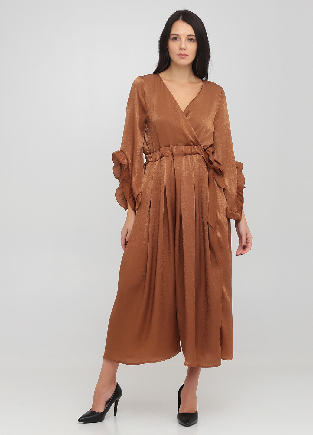 Коібінезон PDK комбінезон-брюки однотонний світло-коричневий кежуал поліестер