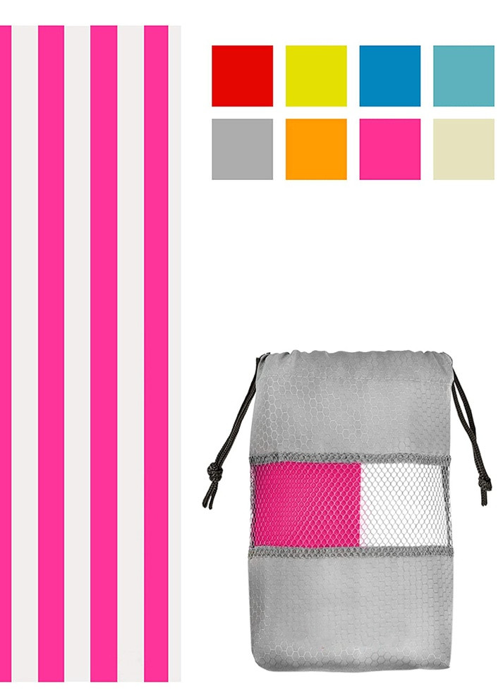 Пляжний рушник "Pink Stripe" із мікрофібри, 80x160 см . Чохол-сумка в комплекті. Bella Villa (253055488)