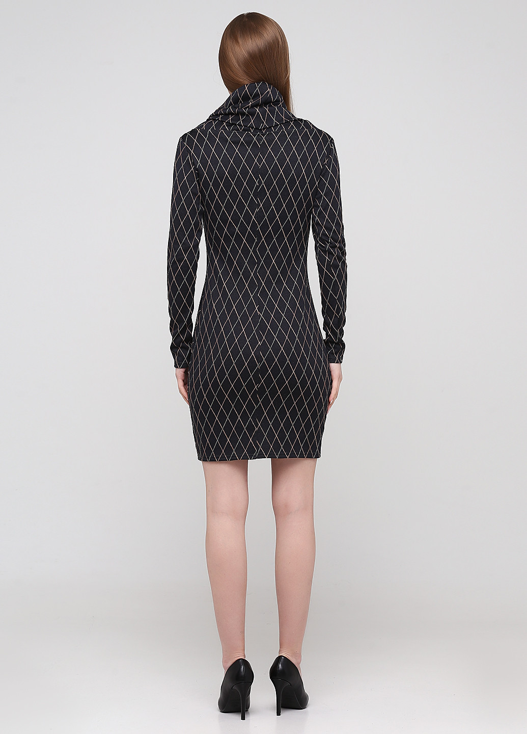 Графитовое кэжуал платье платье-свитер NikTan с геометрическим узором