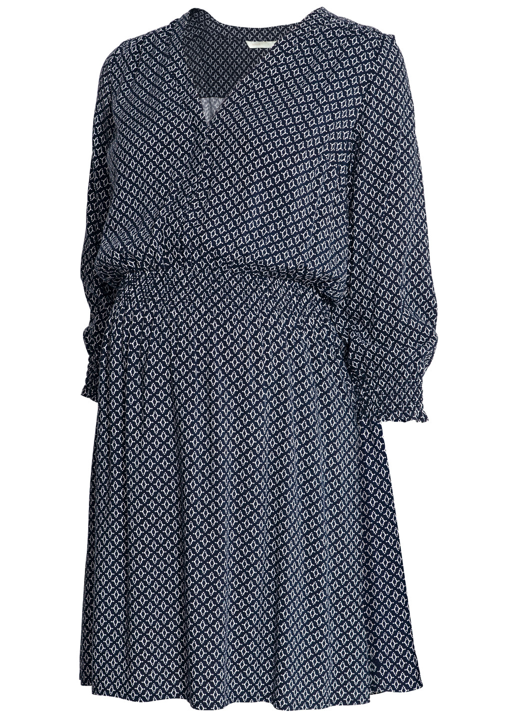 Темно-синее кэжуал платье клеш H&M с геометрическим узором