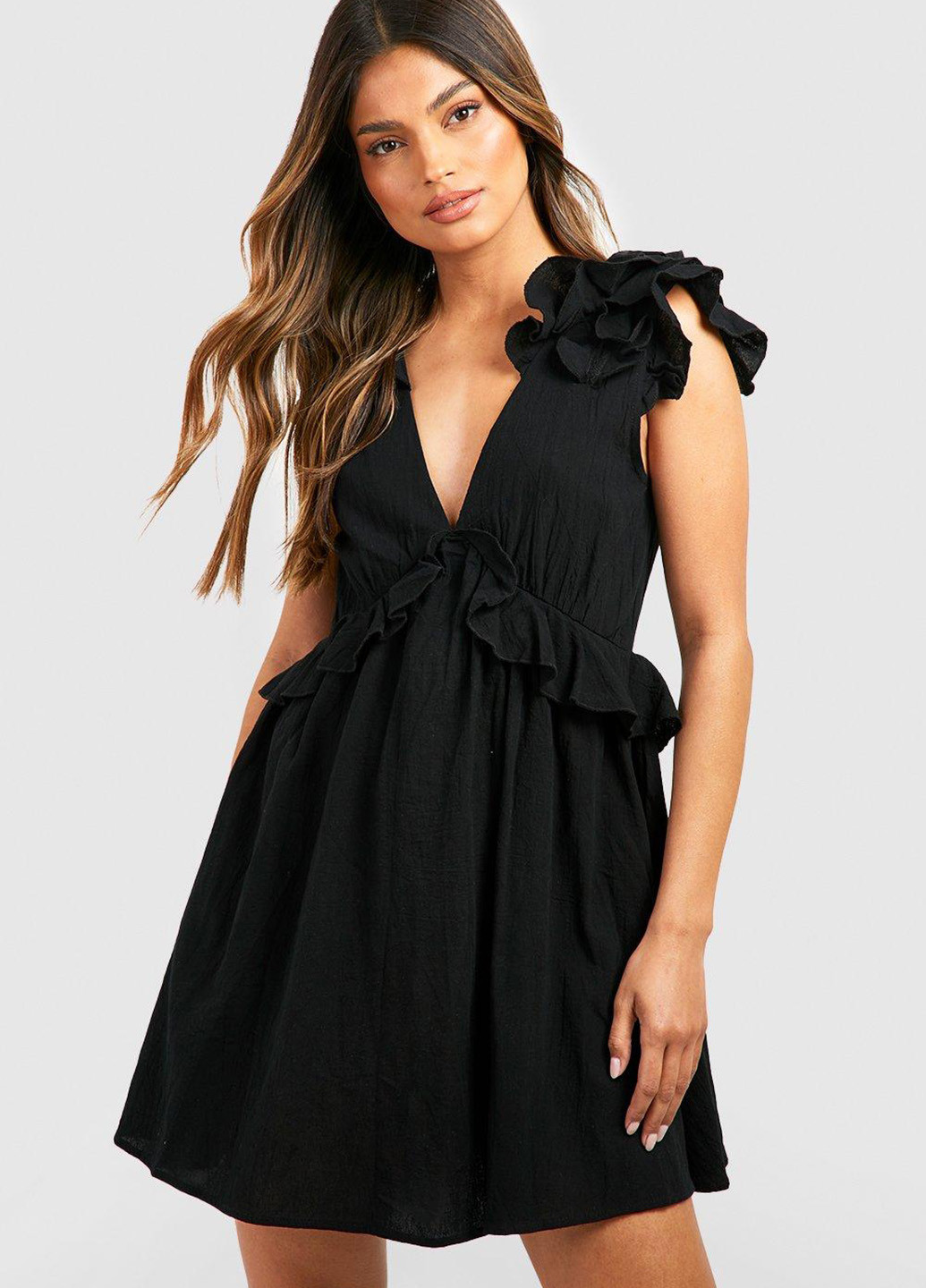 Чорна кежуал сукня в стилі армпір Boohoo однотонна