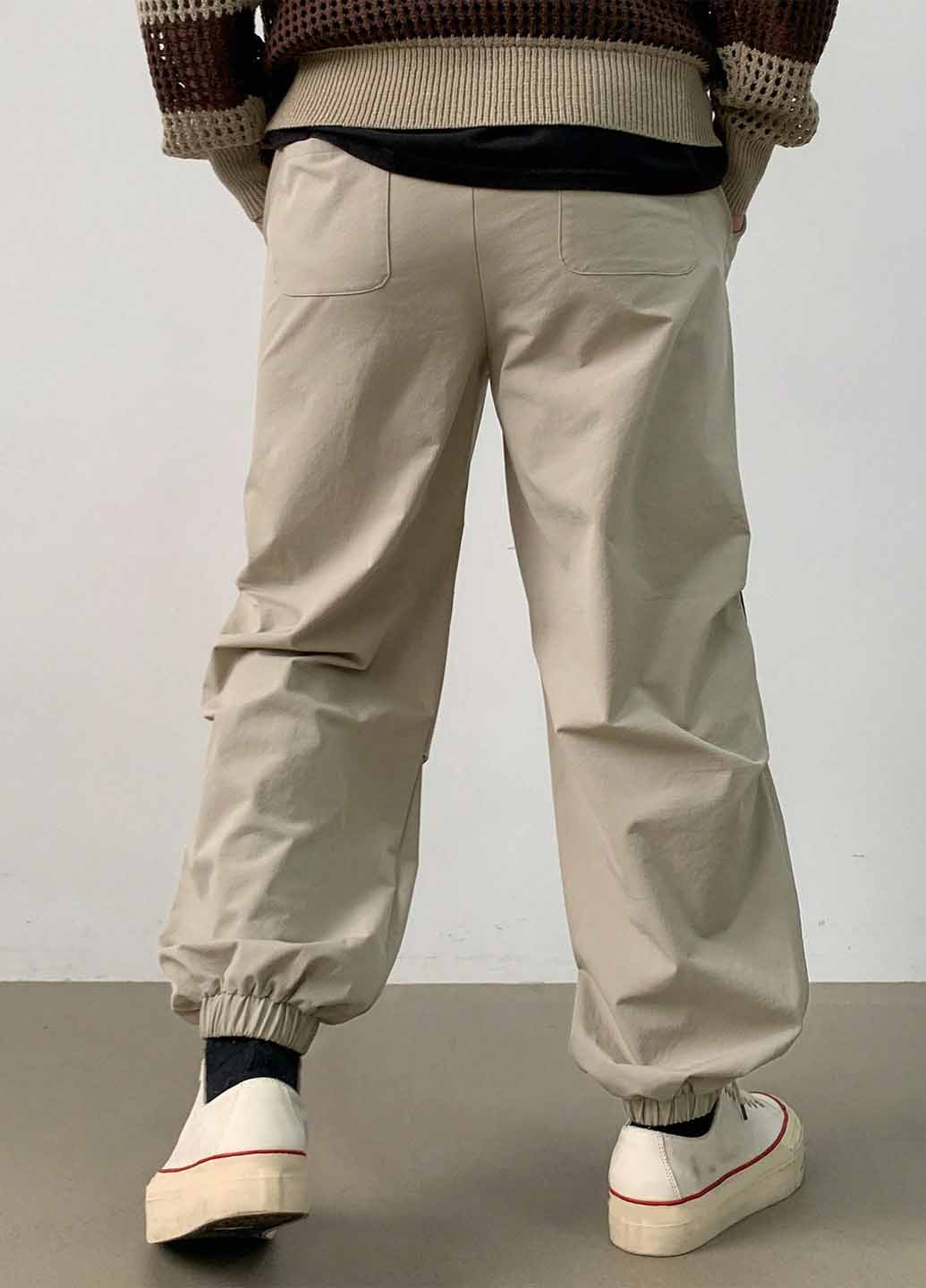 Бежевые кэжуал демисезонные джоггеры брюки SHEIN