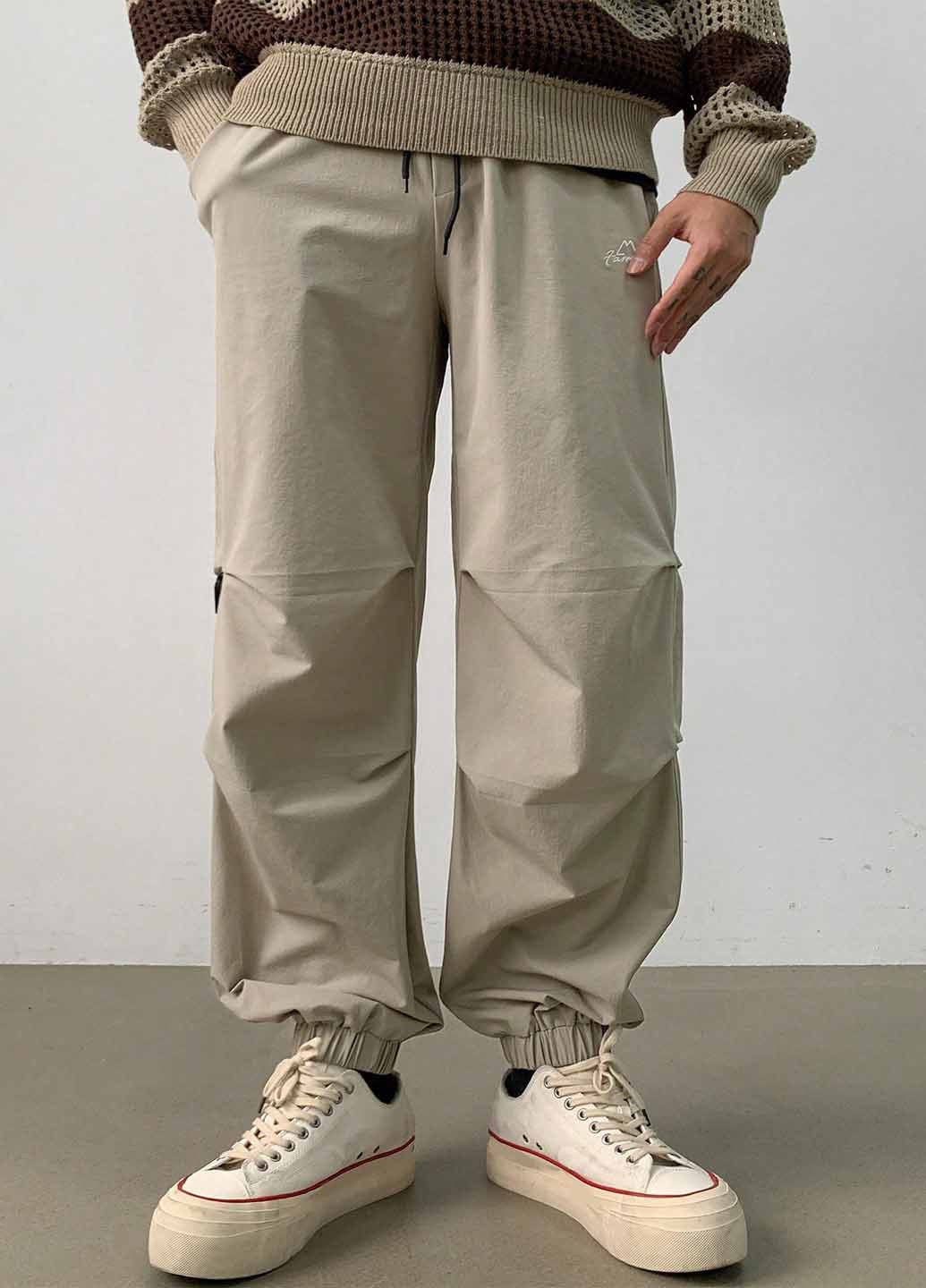 Бежевые кэжуал демисезонные джоггеры брюки SHEIN