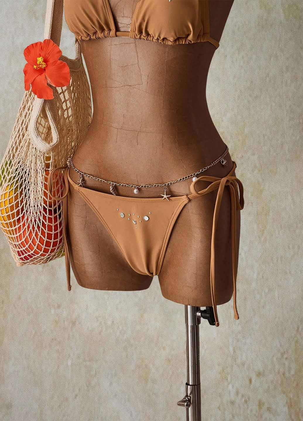 Темно-бежевий літній купальник (ліф, трусики) бікіні, роздільний SHEIN